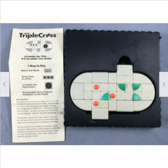 Binary Arts Other - Vtg 90s Game Binary Arts Travel Handheld Tile Puzzle Game Triple Cross Solitaire